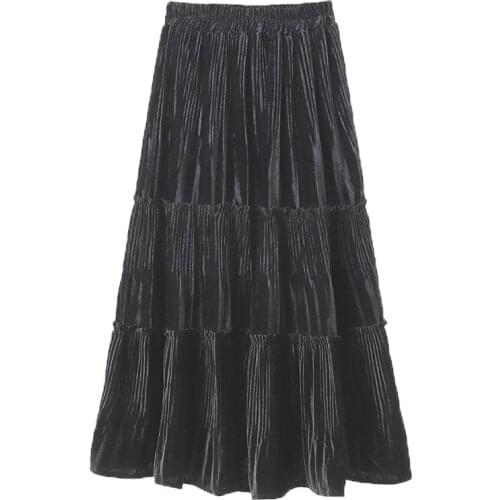 2021 Early Spring Teenage Girls New Velvet Solid Skirt Elegant Children Fashion Clothing Kids A-line Long Style Skirt, #9313