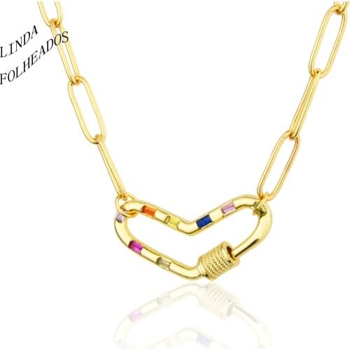 2021 New Product Fashion High Quality Enamel Pendant Necklace Heart Shape Copper Pendant Best Birthday Party Jewelry