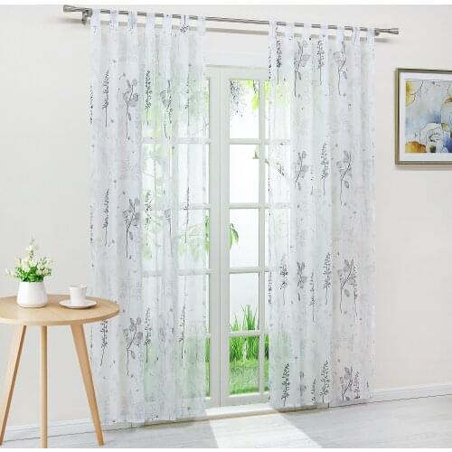 Window Curtain Flower Sheer Tulle Voile Fabric Living Room Screening Window Treatment Home Decoration