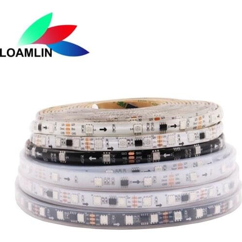 DC12V WS2811 5050 Led Pixels Programmable Strip 30/48/60 Pixels/Leds/m,WS2811IC RGB SMD White/Black PCB Led Strip Light