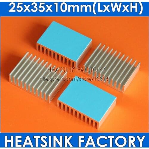 HEATSINK FACTORY 8pcs/Lot Heatsinks 25x35x10mm Cooling Aluminum Cooler With Adhesive Thermal Tape Applied