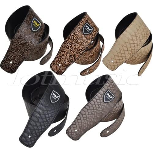 Kmise Different Padded Leather Guitar Strap Embossed For Electric Acoustic Guitar Bass Pack of 5