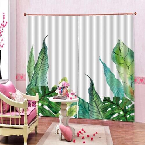 Modern Simple Style Tropical plants green leaves Window Curtain For Living room Bedroom Blackout Window Drapes Home Decor Sets