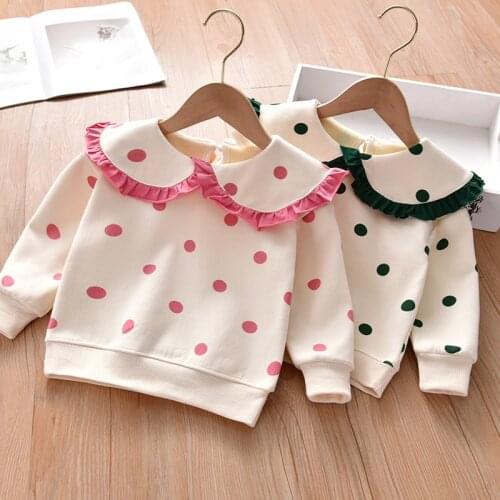 Girls' sweaters and velvet new autumn and winter doll collar childrens clothes thin autumn clothes long-sleeved tops for girls