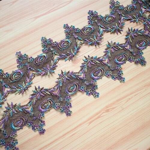 13cm or 5.11" Wide Victorian Antique Venise Embroidery Lace Trim in Metallic Gold+Rainbow Color for Wedding Gown, Costume Design