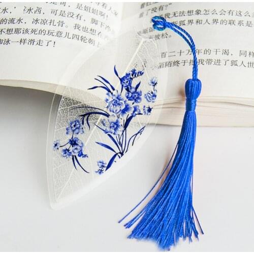 Waterproof Transparent PVC Plastic bookmarks Chinese style bookmark Tassel Bookmarks Collectibles leaf Vein bookmark Gift