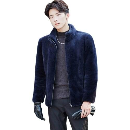S-6XL New Fashion Autumn and Winter Clothing High Imitation Mink Fur Coat Men Zipper Overcoat Male Faux Fur Coat