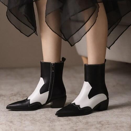 Boots Women Pointed Toe Ankle Boots for Women Short Plush Winter Shoes Women Botas Mujer 35-40