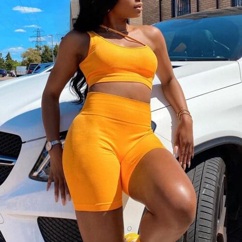 BAMBOOBOY Women Fashion Solid Color Top and Shorts Bodycon Tight Gym Running Sports Yoga suit Two Piece Set ZL1601