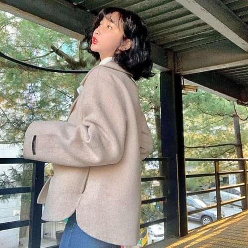 2020 New Korean Style Lapel Double-breasted Short Double-sided Cashmere Coat Cashmere Coat Women Womens Coat