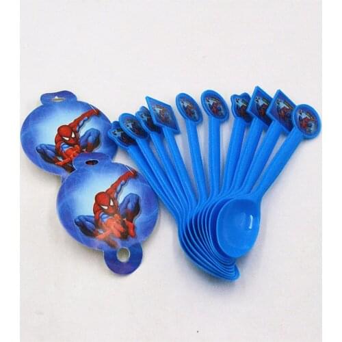 10pcs/bag Spiderman Plastic Spo'o'ns Birthday/Festival Kids Favors Superhero Party Decoration Baby Shower Party Supplies