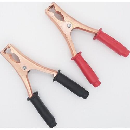 2pcs Metal Large Crocodiles Clips Cable 200A Insulated Crocodiles 145mm Plastic Handle Battery Clips Electric Crocodile Clamp