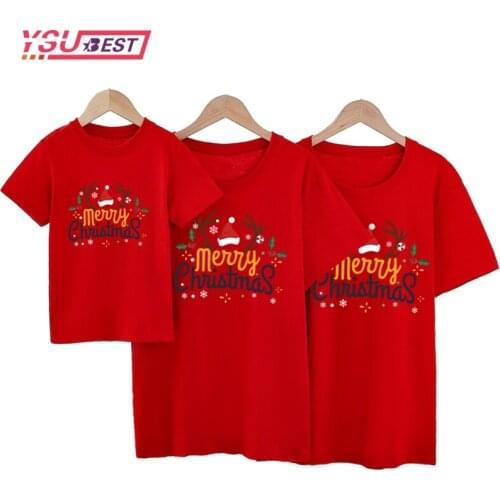 2021 Christmas Father Mother Kids Baby Family Matching Clothes Short Sleeve Cartoon Tops Matching Clothes Family Look T-Shirts