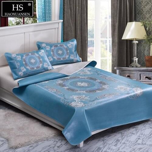 Floral pattern Cowhide mat 3 PCS SteelBlue Full grain leather mat Air conditioner mat thick 3.8 MM Size Can be customized