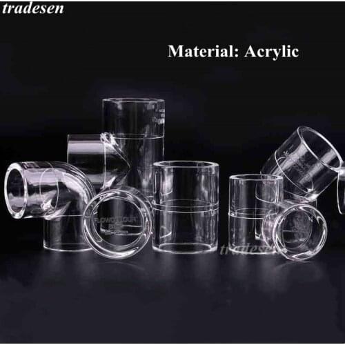 1PC Inner Dia 20/25/32mm Acrylic Connector Aquarium Fish Tank Joints End Plug PMMA Watering Supply Pipe Elbow Tee Connector
