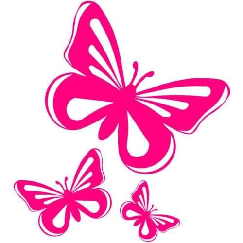 Car styling Pink Butterfly Vinyl Car Graphics window Sticker Decal Decor 3pcs/set