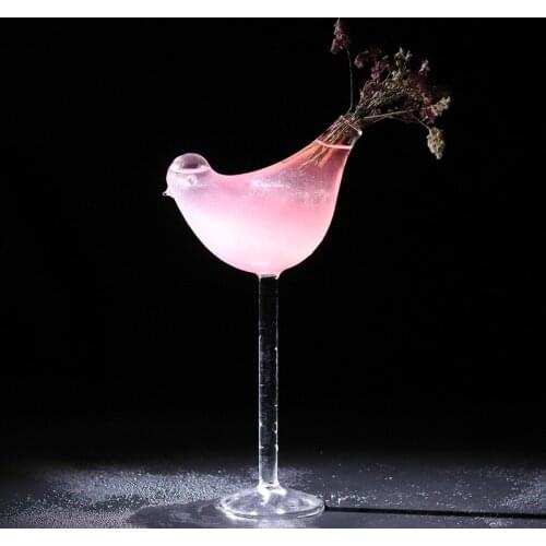 New Creative Bird Shape Smoked Cocktail Glass Goblet Bar Disco Night Club Party Funny DIY Mixed Sour Wine Cup Wineware Wholesale