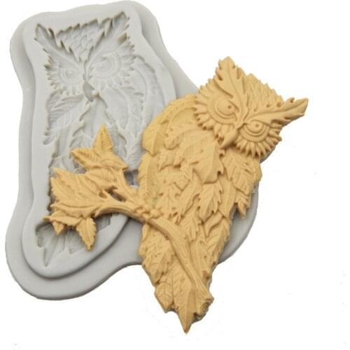 Autumn Leaf Owl Silicone Mould Leaves Fondant Cake Mold Birthday Party Decorating Tools Candy Clay Chocolate Gumpaste Mould K655