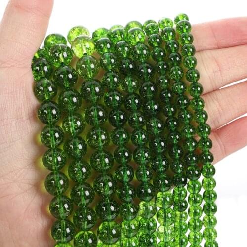 Natural Stone Beads Olive Green Charm Round Loose Beads for Jewelry Making Needlework Bracelet DIY Strand 4-12 MM