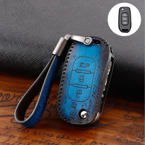 Genuine Leather Flip key Case for Renault Dacia LADA Sedan Largus Kalina Granta Vesta X-Ray Remote Fob Cover Protect Set Koleos Kadjar