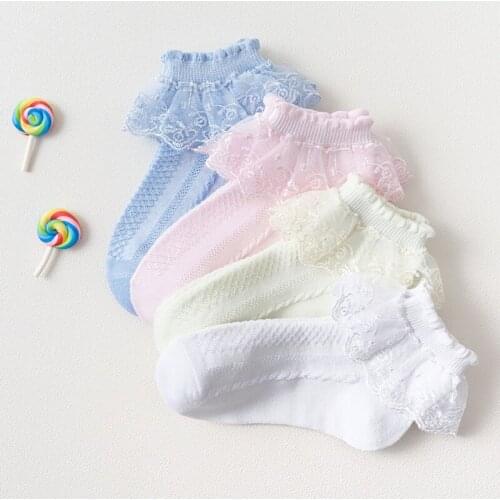 Childrens Socks Solid Lace Mesh Princess Socks For Girl Cotton Mesh Summer Elastic Socks Child Kids Girl Short Socks