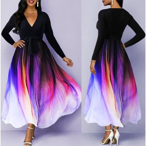 Elegant Womens Dress New Long-Sleeved Autumn Winter Large Swing Dresses For Women Party Work Fashion Printed Vestidos Robe