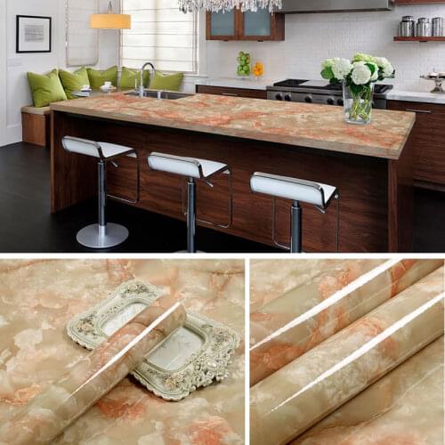 European Contact Paper Waterproof Marble Wallpaper Self Adhesive PVC Kitchen Cabinet Improve Furniture Decoration Sticky Sticker