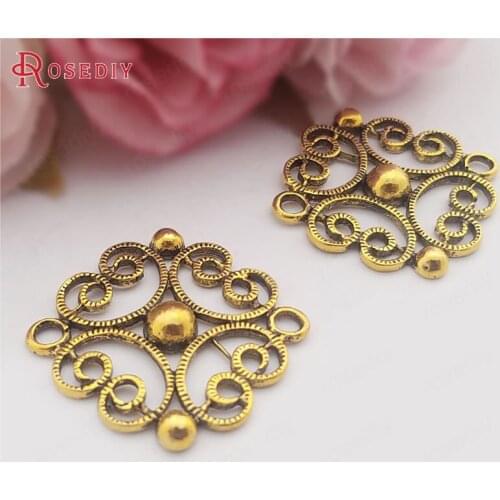 F646)10 pieces 31x33mm Antique Gold Zinc Alloy Connector Charms Diy Jewelry Findings Accessories Wholesale