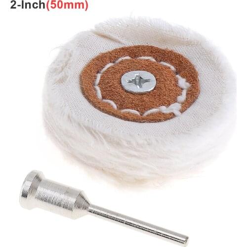 2 Inch T-shaped White Cloth Polishing Wheel Flannel Mirror Polishing Buffer Cotton Pad with 3mm Shank Diameter for Polishing