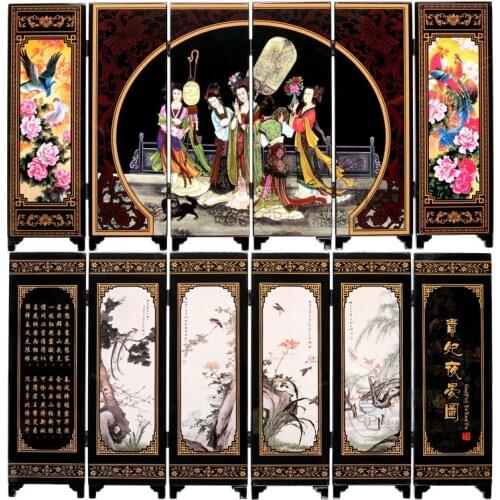 The picture of the banquet of the imperial concubine, the lacquerware small screen and the Chinese handicraft