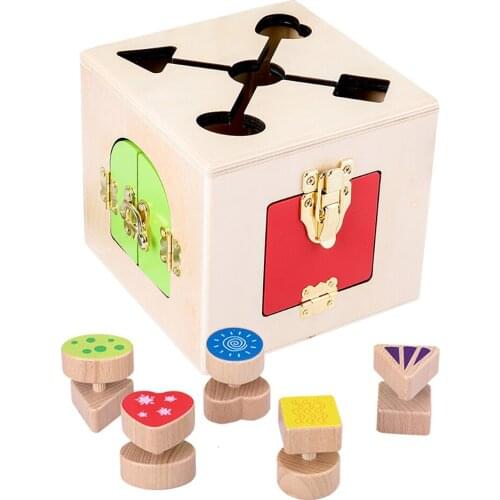 Montessori Toys Lock Box Baby Early Educational Wooden Toy Children Practical Life Skill Wood Sensory Toy Enlightenment Bauble