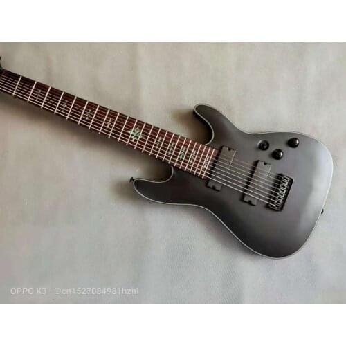 Classic high quality 8 string electric guitar, matte black body, black hardware, free delivery
