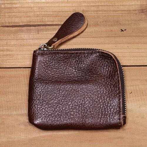 100% Genuine Leather Wallet For Men Women Vintage Small Mini Short Slim Zipper Coin Purse Card Holder Case Money Bag Male Female