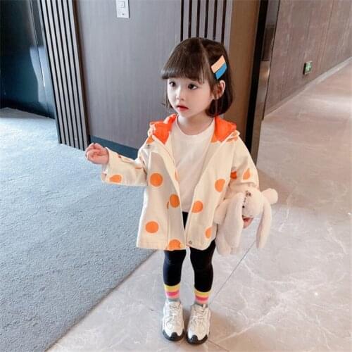 Dots Jacket Spring Autumn Coat Outerwear Top Children Clothes School Kids Costume Teenage Girl Clothing High Quality