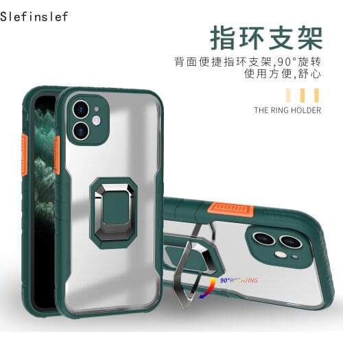 Magnet Phone-Case for iPhone 12 11 X XS Pro Max XR X Shockproof Cover For iPhone 8 7 6S 6 Plus Transparent Case With Holder Ring