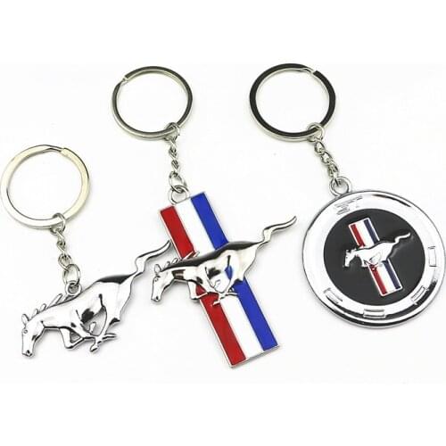 Metal 3D Car Keychain Running Horse Emblem Badge KeyChain keyring Key Chain for Ford Mustang Shelby GT 350 500 Cobra Car Styling