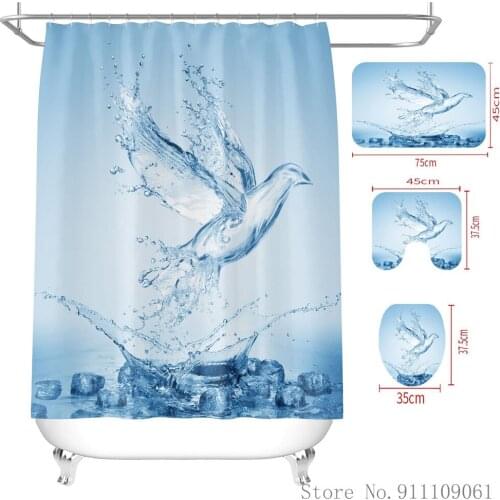 Fashion Art Animal Flowers Shower Curtain Home Decoration Waterproof Bathroom Partition Curtain Non-slip Floor Toilet Mats