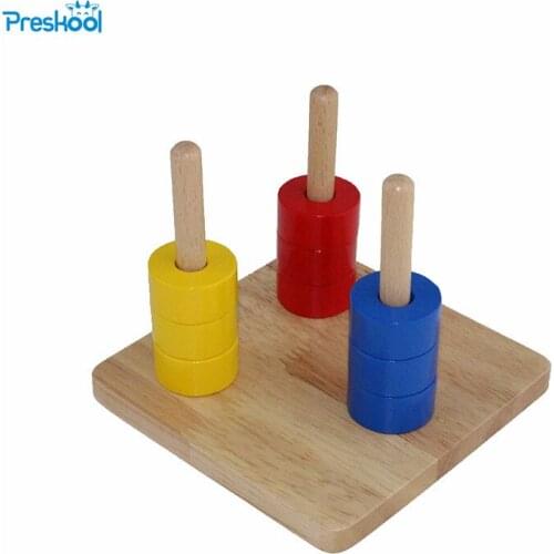Montessori infant Toy Baby Wood Colorful Cylinder Socket Learning Educational Preschool Training Brinquedos Juguets 24 months