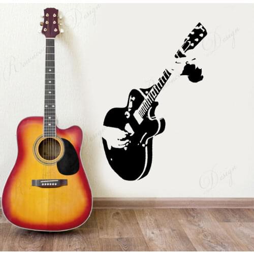Music Musical Instrument Guitar Wall Sticker Vinyl Home Decor Boys Room Teens Bedroom Removable Decals Murals 4174
