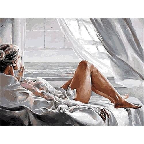 Figure Girl Abstract Printed Canvas 11CT Cross Stitch DIY Embroidery Full Kit DMC Threads Sewing Craft Handicraft Needle