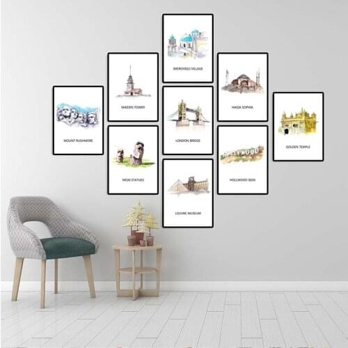 Wall Art Poster Print Canvas Home Decoration Painting Paintings of World Famous Buildings Hagia Sophia