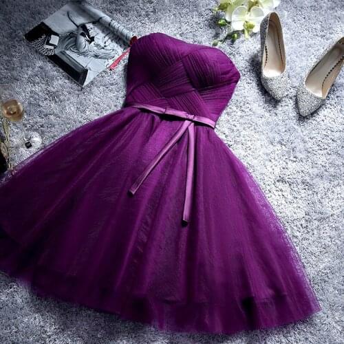 2020 New Dress Short Bridesmaid Dress Graduation Host Short Skirt Formal Dresses Evening Dresses Vestidos De Fiesta Purple Dress