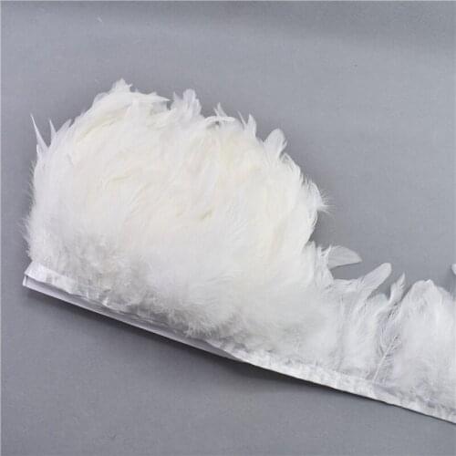 New high quality White Rooster Feathers Trims Fringe 1yards 10-15cm diy Wedding decoration plumas and feathers for crafts party
