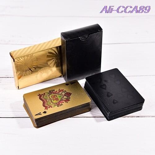 One Deck Gold Foil Poker Euros Style Plastic Poker Playing Cards Waterproof Cards Good Price Gambling Board game Marbit