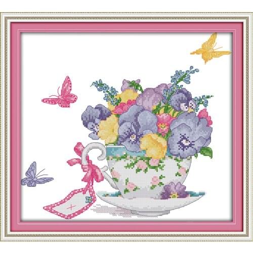 Butterfly orchid in the cup cross stitch kit flowers 14ct 11ct count print canvas stitches embroidery DIY handmade needlework