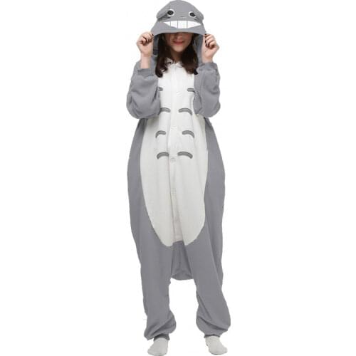Totoro Pajamas Kigurumi Men Fleece Animal Pyjamas Onesie For Adults Cartoon Cosplay Costume Women Sleepwear Jumpsuit Birthday