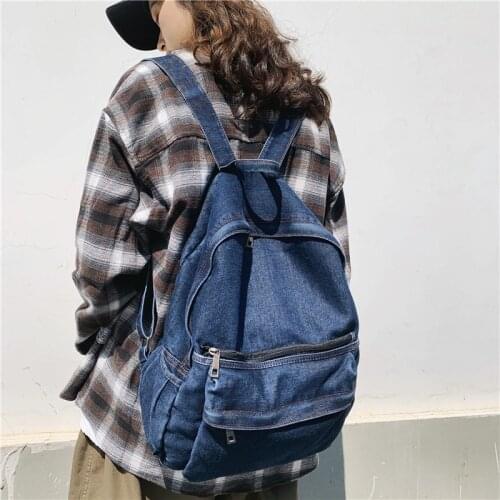 Denim Casual Backpack Women Bags Travel Jeans Men Large Capacity School for Teenage Girls Mochila Feminina