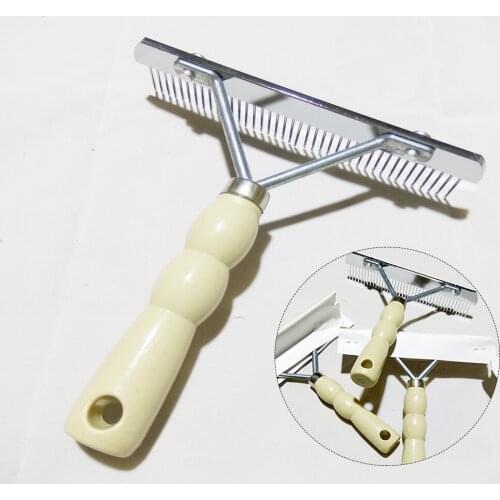 Pet hair removal comb large dog imitation wood handle comb stainless steel open knot comb dog grooming comb