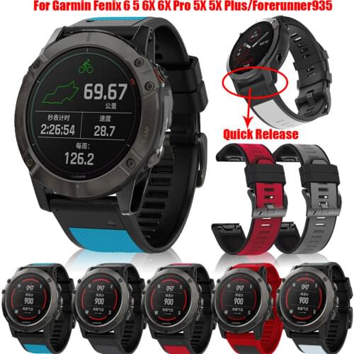 26 22mm Silicone Band For Garmin Fenix 6 5 6X 6X Pro 5X 5X Plus/Forerunner935 Quick Release Sport Breathable Easyfit Watch Strap