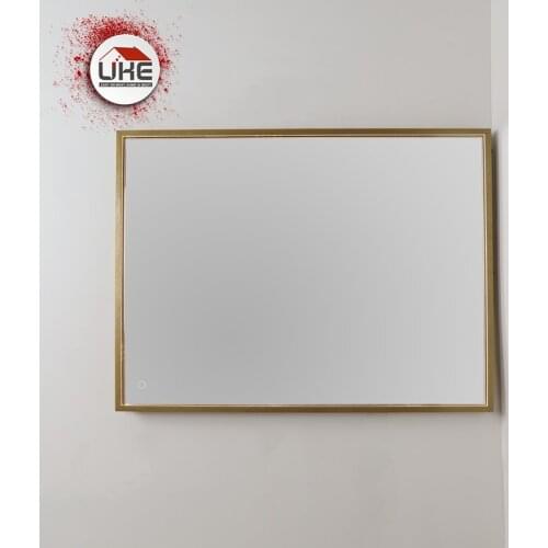 Luxury Gold Frame Smart Rectangular Bathroom Mirror With LED light 3 Colors Multi-Function Intelligent Bathroom Shower Mirror